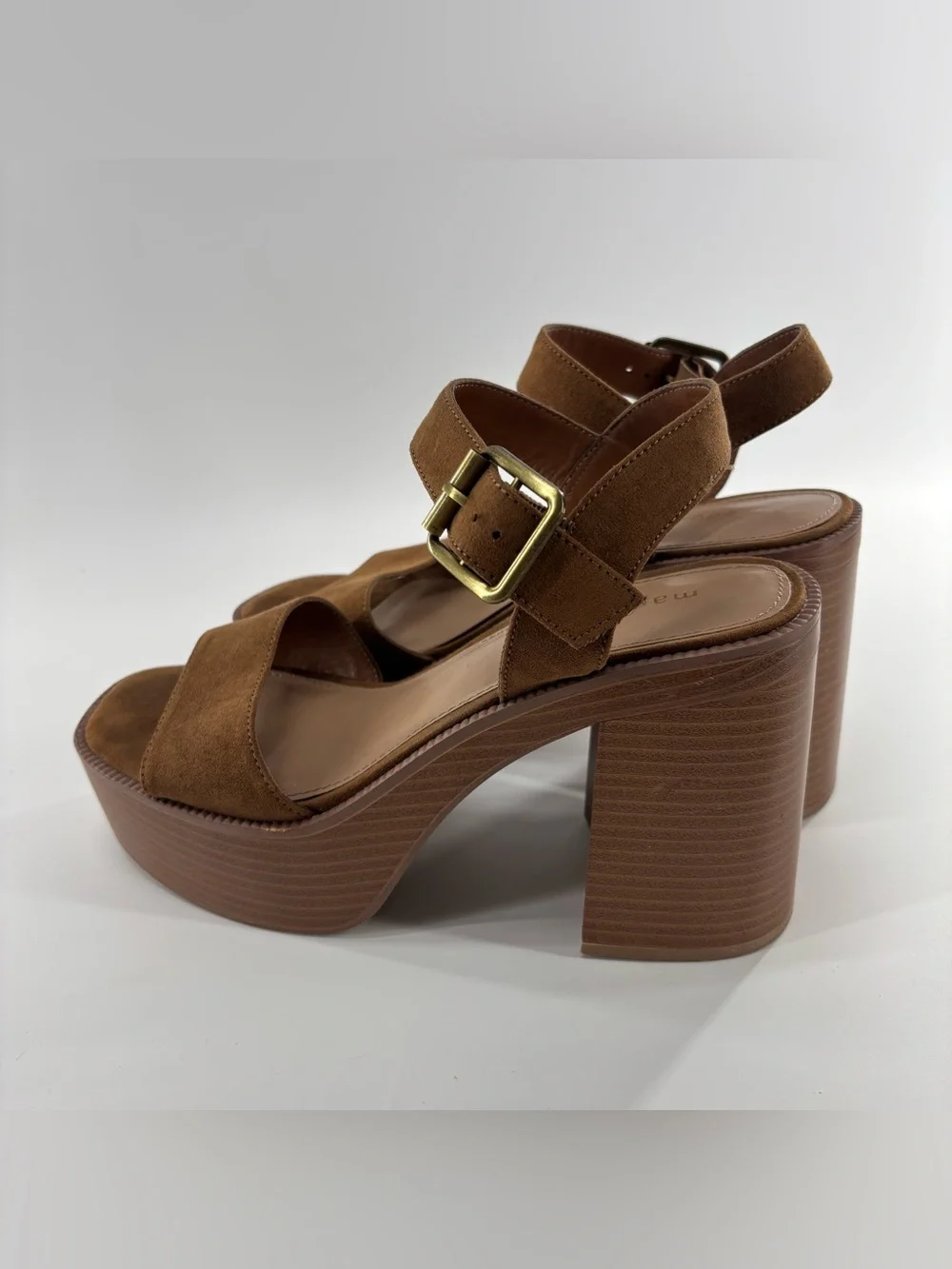 Madden Girl Grandview Goldie platform block heel sandals chestnut brown 9